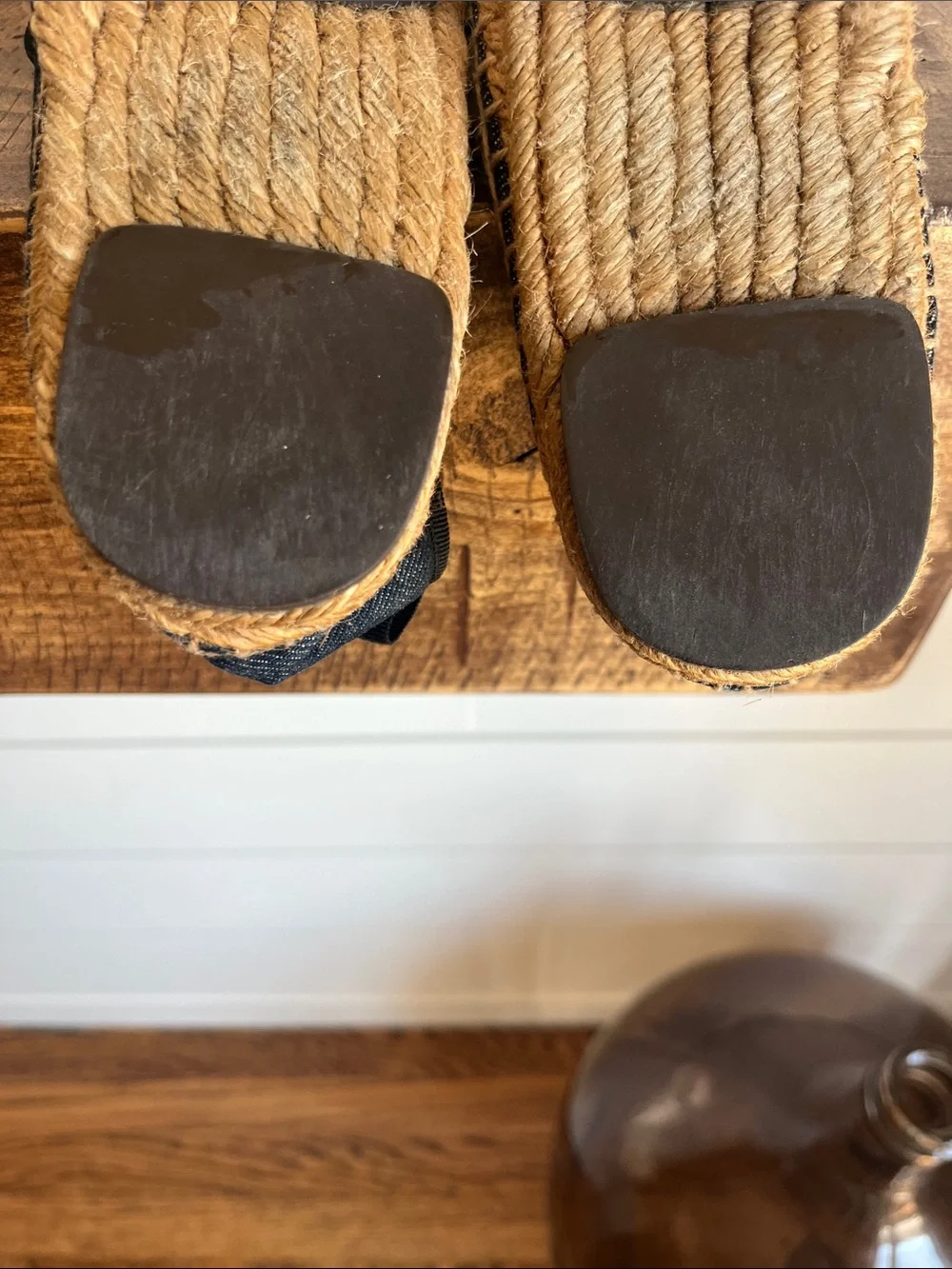 Fendi Blue and Black Espadrilles with Woven Jute Sole